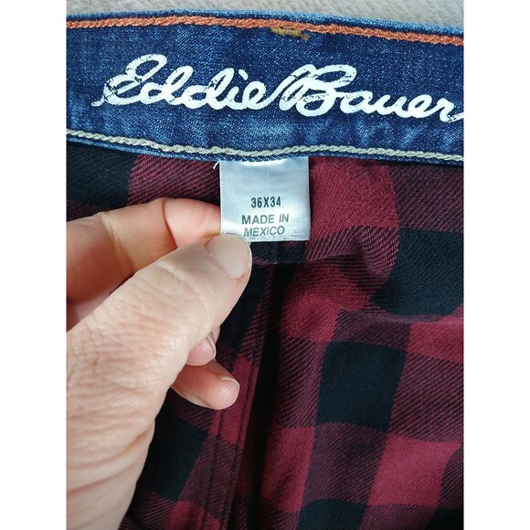 Eddie Bauer Flannel Lined Jeans Men's 36x34 Blue Denim Straight  Fit Medium Wash - Picture 9 of 16